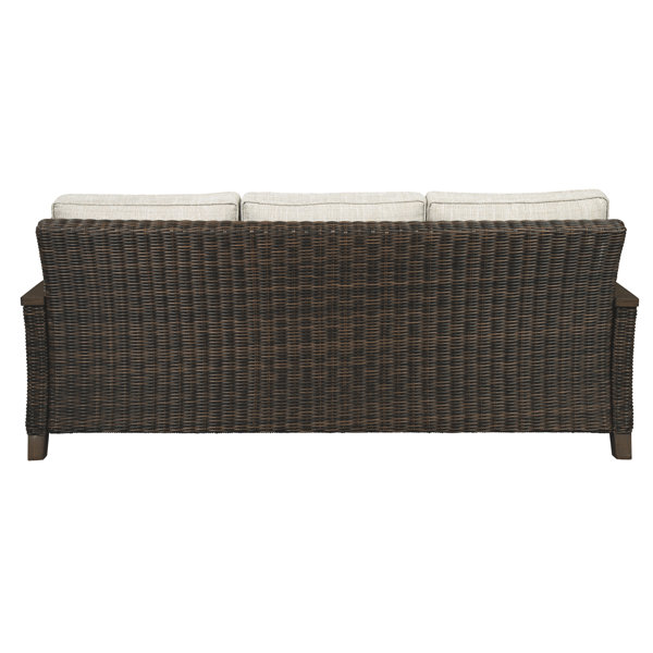 Highland Dunes Estill 84.38'' Wide Outdoor Wicker Patio Sofa with Cushions & Reviews Wayfair